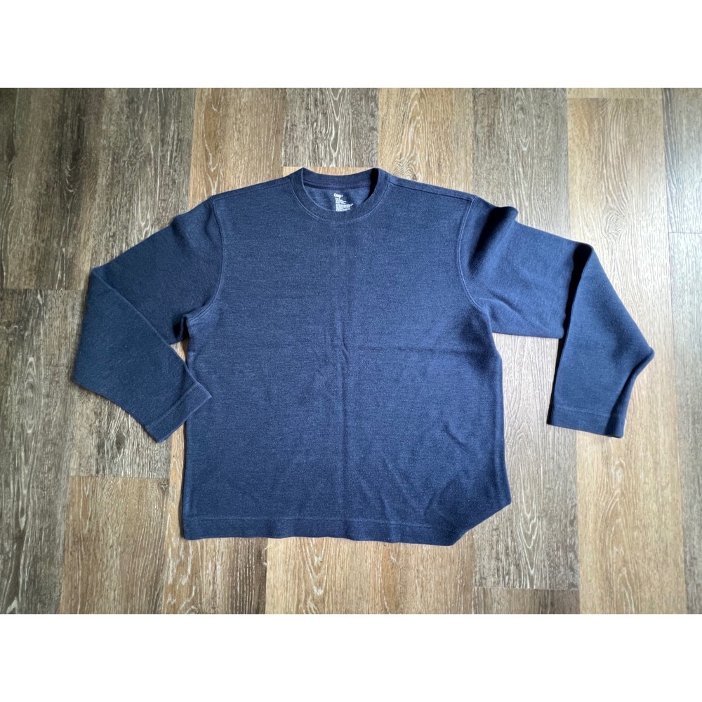 Gap Long Sleeve Shirt Mens Large Blue Excellent Crewneck Cotton Blend Ribbed